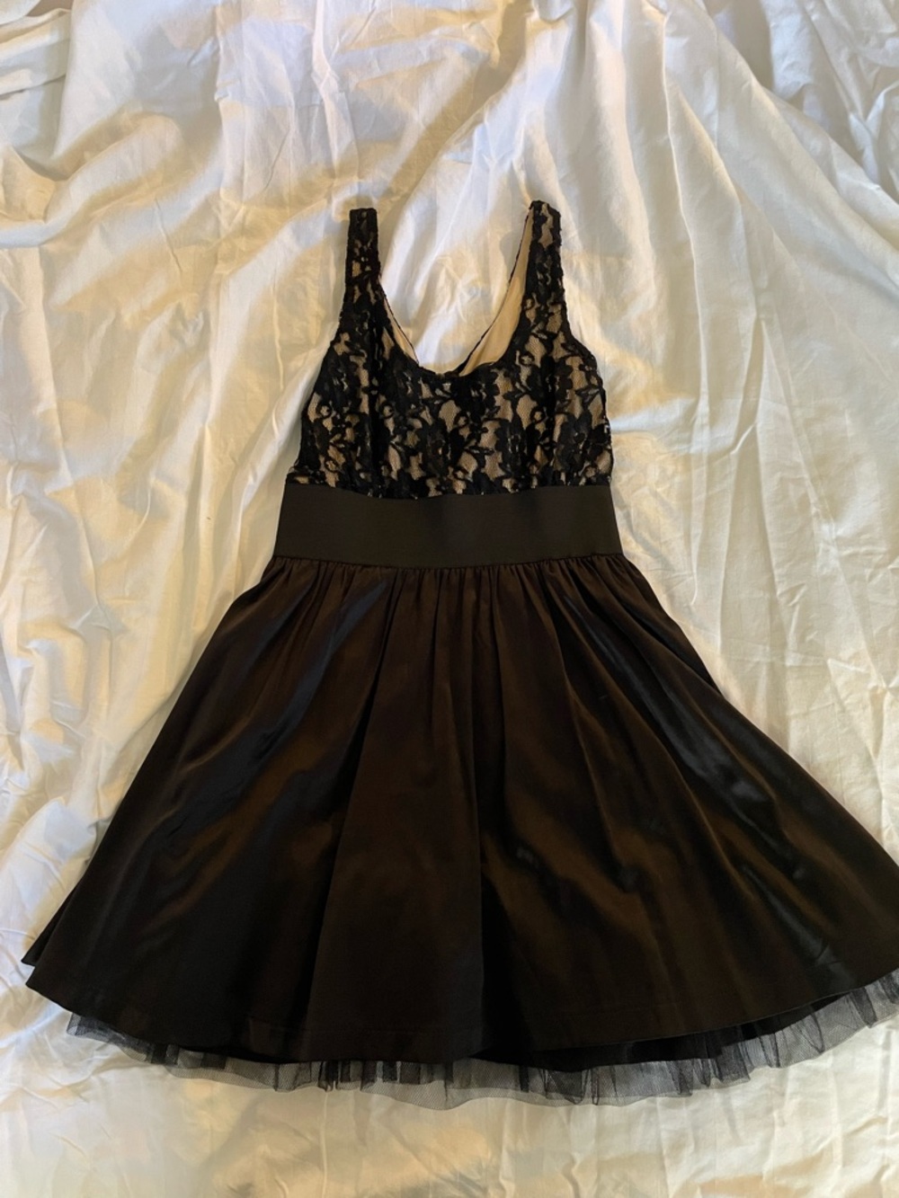 Forever 21 Black Lace Bodice Dress with Cream Lining